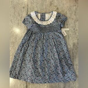 Edgehill Collection Floral Blue and White Smocked Dress Size 5